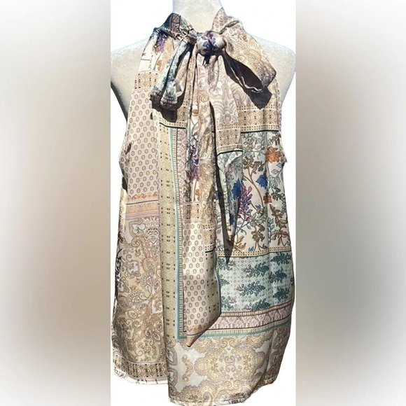 Rachel Zoe | Paisley Patchwork Tie-Back Sleeveless Blouse (L) - Picture 6 of 9